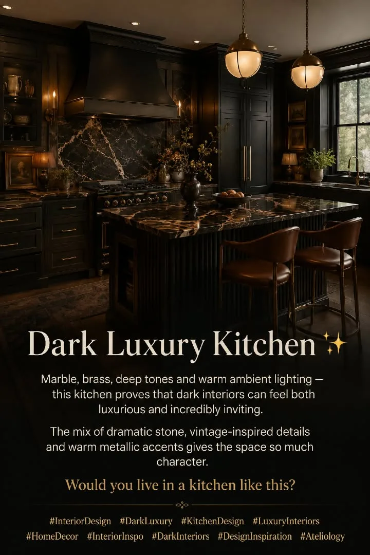 Dark-Luxury-Küche: dunkel, dramatisch, einladend