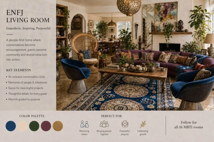 ENFJ-Wohnzimmer: farbenfrohe Boho-Ideen mit Persönlichkeit