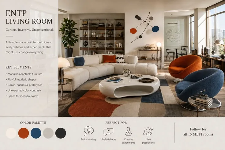 ENTP-Wohnzimmer: retro-futuristische Space-Age-Ideen