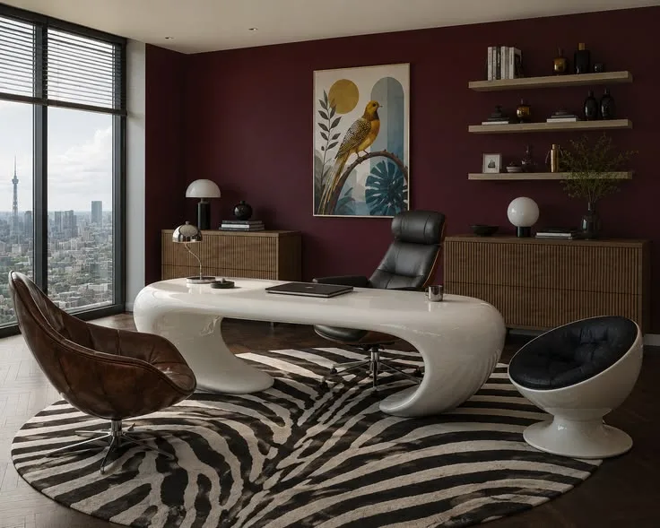 Modernes Space-Age-Büro mit Vintage-Seele